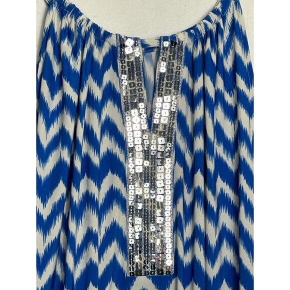 INC International Concepts Embellished Print Sleeveless Top in Blue/White- Sz XL - Picture 3 of 5